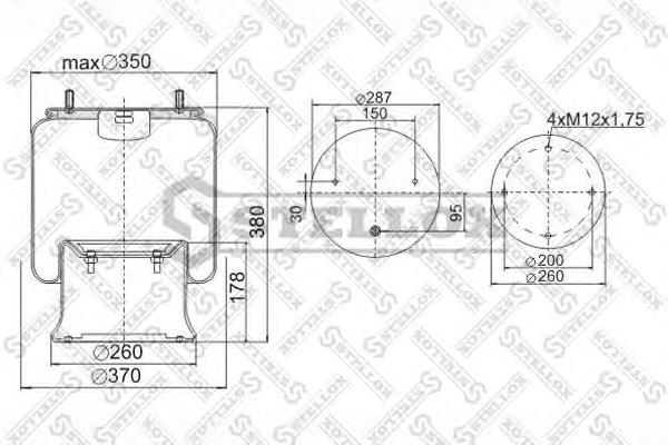 9002851SX Stellox coxim pneumático (suspensão de lâminas pneumática do eixo)