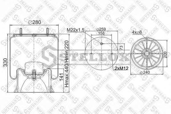 9040042SX Stellox coxim pneumático (suspensão de lâminas pneumática do eixo)