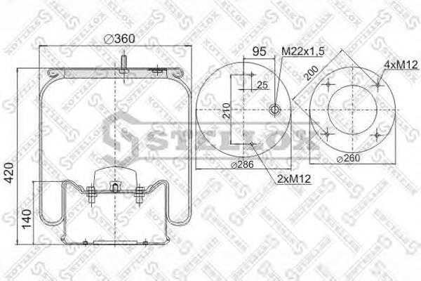 9029181SX Stellox coxim pneumático (suspensão de lâminas pneumática do eixo)