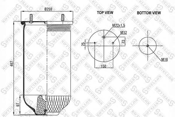 9026190SX Stellox coxim pneumático (suspensão de lâminas pneumática do eixo)