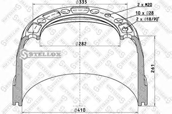 Барабан тормозной передний 8500075SX Stellox