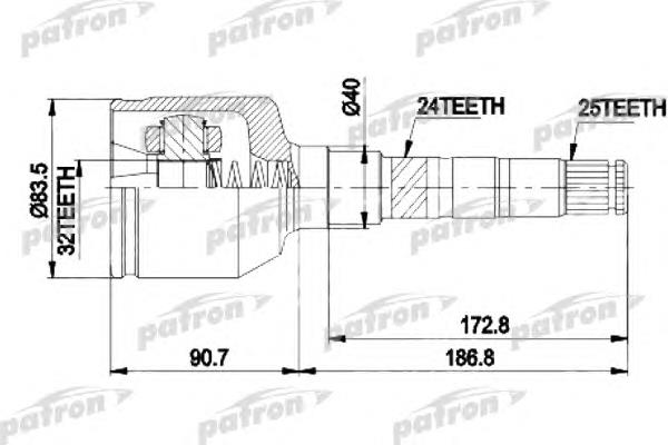 ШРУС внутренний передний PCV9537 Patron