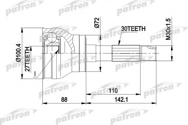 Полуось передняя PCV1002 Patron