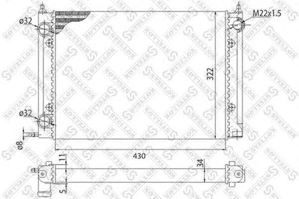 1025004SX Stellox radiador de esfriamento de motor