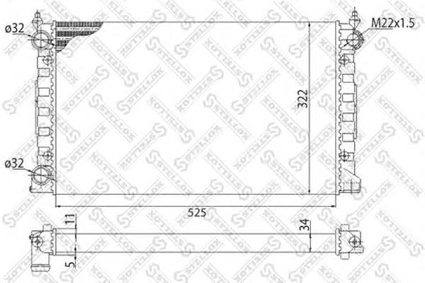 1025003SX Stellox radiador de esfriamento de motor