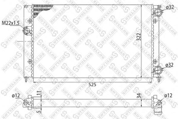 1025005SX Stellox radiador de esfriamento de motor