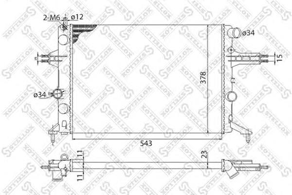 1025163SX Stellox radiador de esfriamento de motor