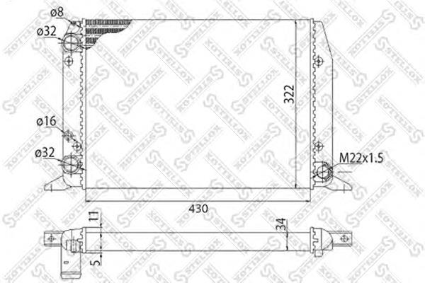 1025043SX Stellox radiador de esfriamento de motor