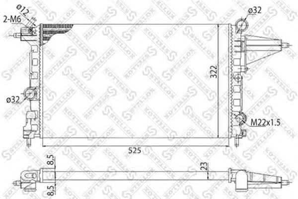 1025047SX Stellox radiador de esfriamento de motor