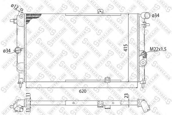 1025251SX Stellox radiador de esfriamento de motor