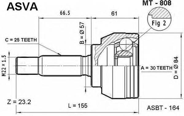 Junta homocinética externa dianteira para Mitsubishi Lancer (CSA)