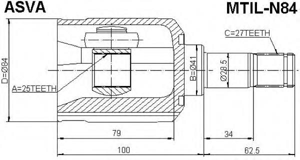 Junta homocinética interna dianteira esquerda para Mitsubishi Space Wagon (N8_, N9_)