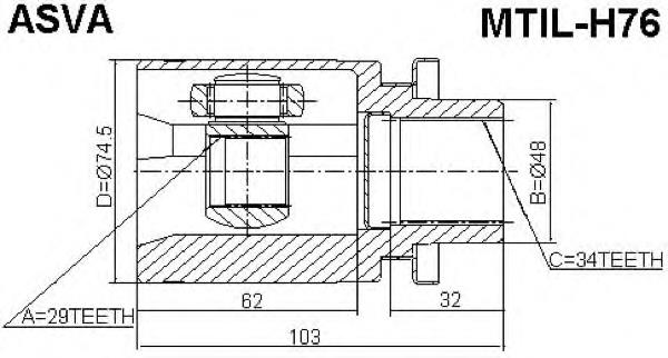 MR470225 Mitsubishi junta homocinética interna dianteira esquerda