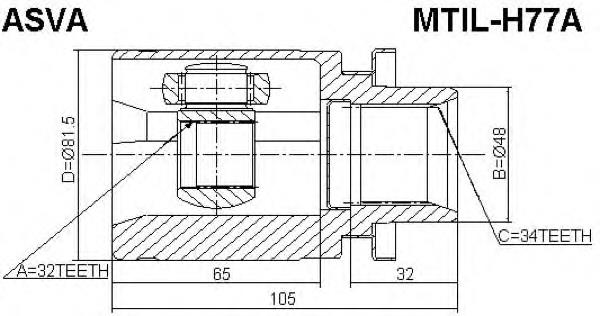 Junta homocinética interna dianteira esquerda para Mitsubishi Pajero (H60, H70)