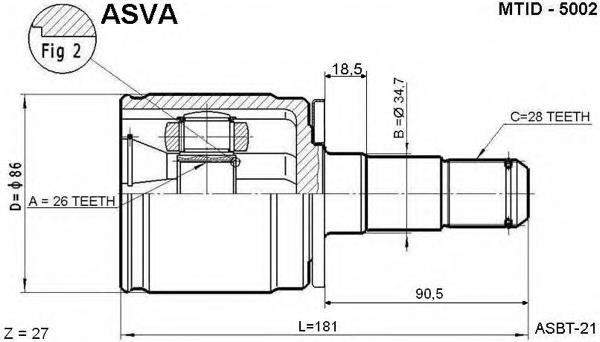 ШРУС внутренний передний левый MTID5002 Asva