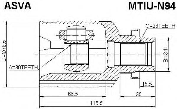 Junta homocinética interna dianteira direita MTIUN94 Asva
