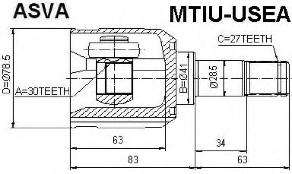 Junta homocinética interna dianteira para Mitsubishi Galant 