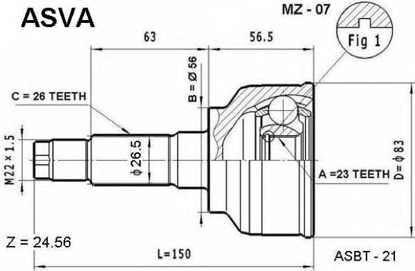 MZ006OKG Nakamoto junta homocinética externa dianteira