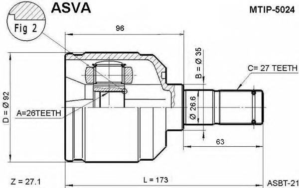 4960533C00 Hyundai/Kia junta homocinética interna dianteira direita