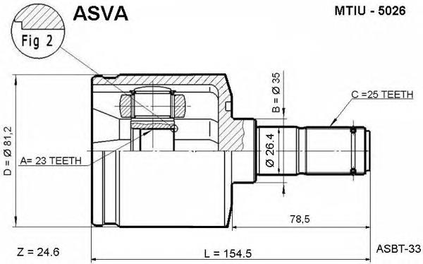 MTIU5026 Asva junta homocinética interna dianteira