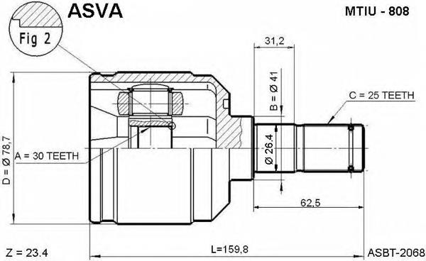 MTIU808 Asva junta homocinética interna dianteira