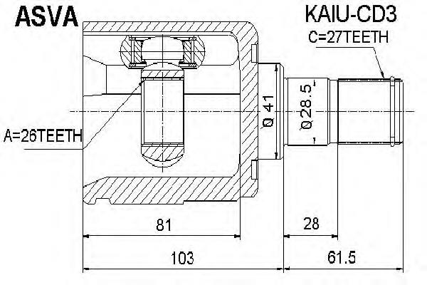 KAIUCD3 Asva junta homocinética externa dianteira