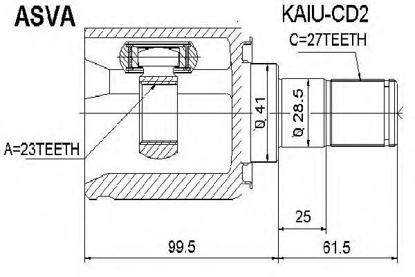 KAIUCD2 Asva junta homocinética interna dianteira esquerda