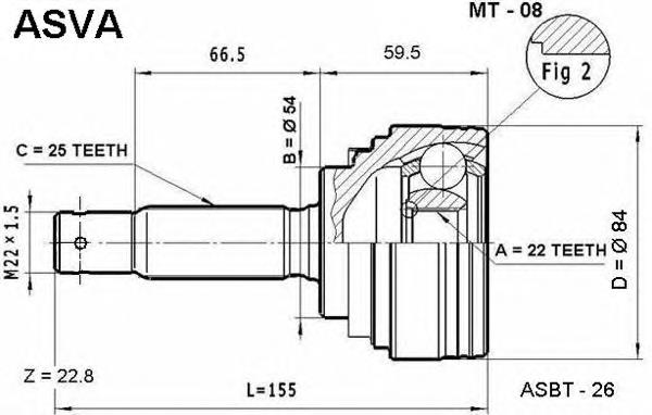 MT08 Asva junta homocinética externa dianteira