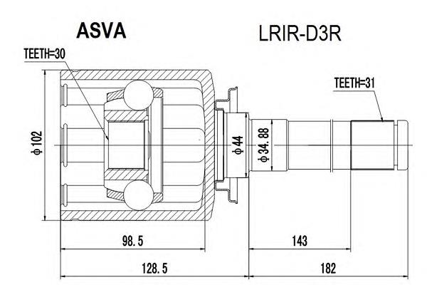 Semieixo traseiro direito para Land Rover Discovery (LR3)