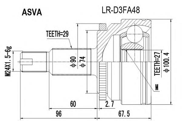 LRD3FA48 Asva junta homocinética externa dianteira