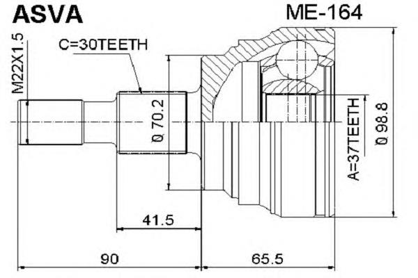 Junta homocinética externa dianteira para Mercedes ML/GLE (W164)