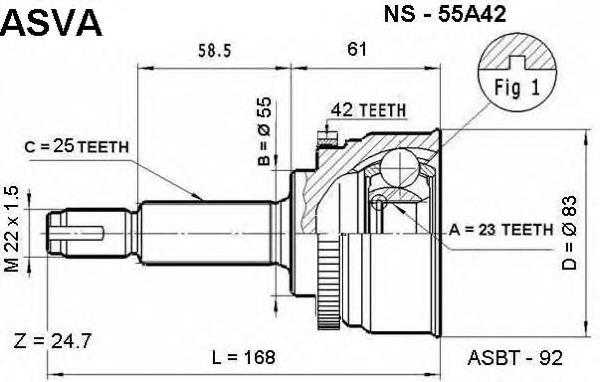 ns55a42 Asva junta homocinética externa dianteira