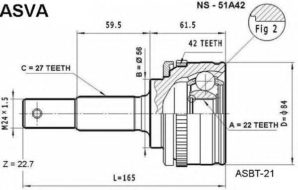 NS51A42 Asva junta homocinética externa dianteira