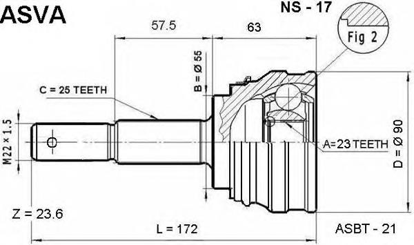 NS-17 Asva junta homocinética externa dianteira