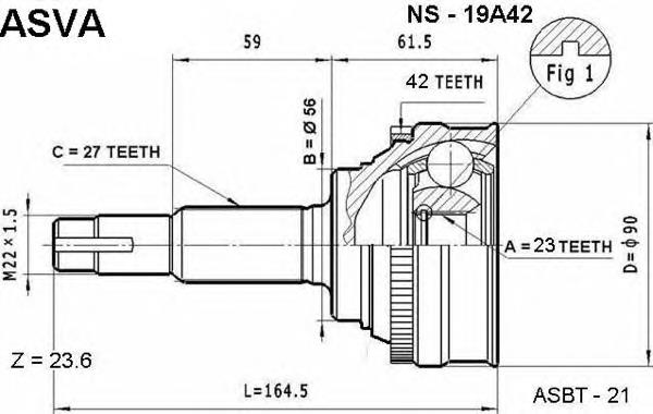 Junta homocinética externa dianteira 3921161E16 Nissan