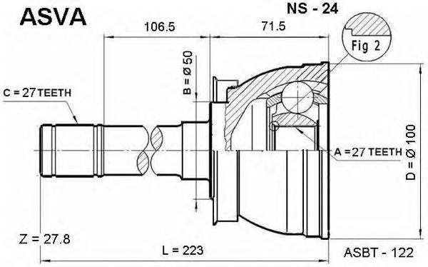 NS24 Asva junta homocinética externa dianteira