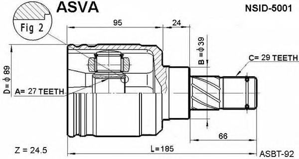 NSID5001 Asva junta homocinética interna dianteira esquerda