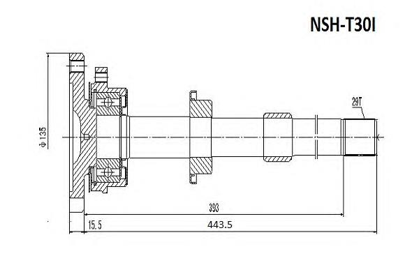 Veio de acionamento do semieixo intermédio para Nissan X-Trail (T30)