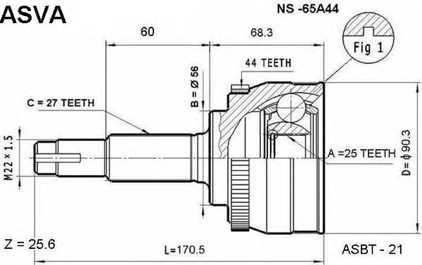 NI-065A44 HDK junta homocinética externa dianteira