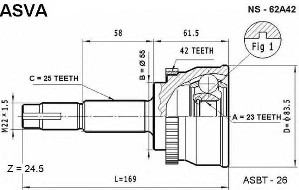 Junta homocinética externa dianteira 392112N560 Nissan