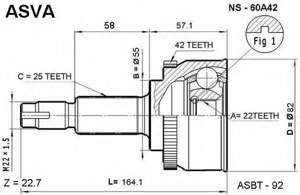 NS60A42 Asva junta homocinética externa dianteira