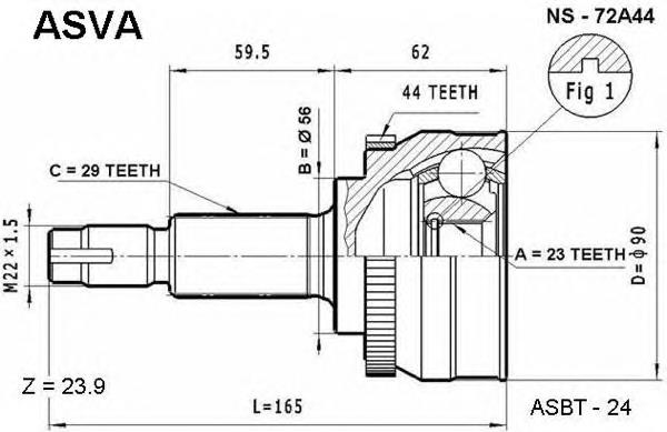 NS72A44 Asva junta homocinética externa dianteira