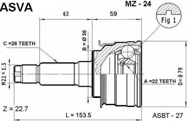 MZ24 Asva junta homocinética externa dianteira