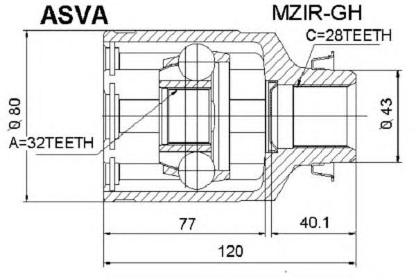 GD7522520 Mazda junta homocinética interna dianteira direita