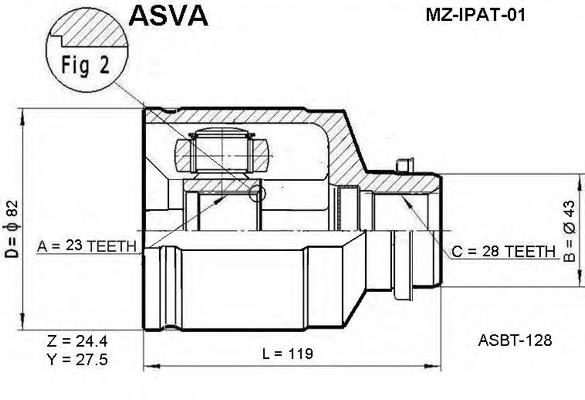 MZIPAT01 Asva junta homocinética interna dianteira esquerda