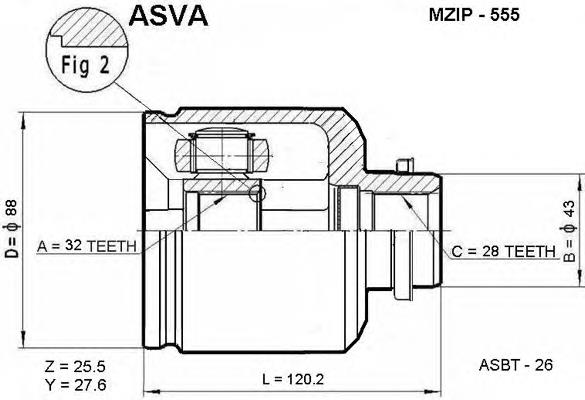 G56422520 Mazda junta homocinética interna dianteira direita