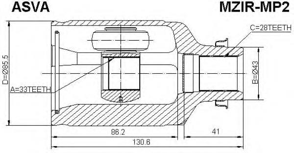 Junta homocinética interna dianteira direita para Mazda MPV (LW)