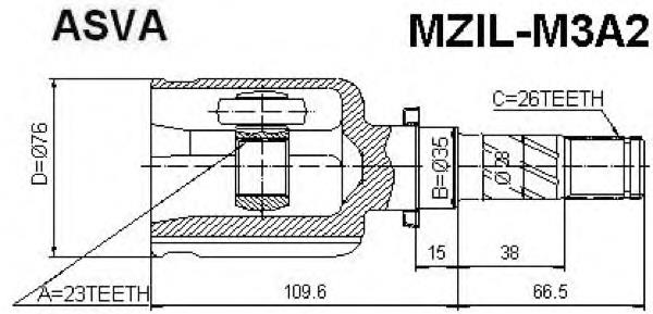 MZIL-M3A2 Asva шрус внутренний передний левый