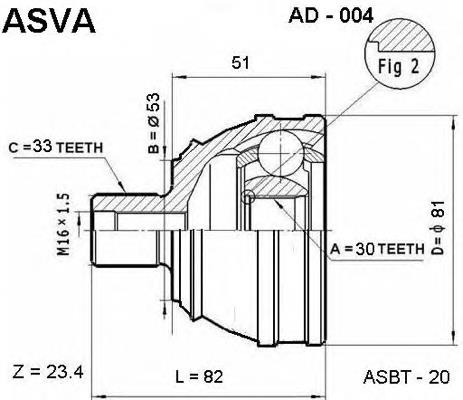 AD004 Asva junta homocinética externa traseira