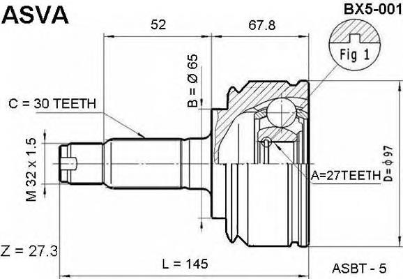 BX5001 Asva junta homocinética externa dianteira